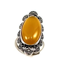 Load image into Gallery viewer, 9310784-Adjustable-Solitaire-Ring-Size-Solid-Silver-Honey-Agate