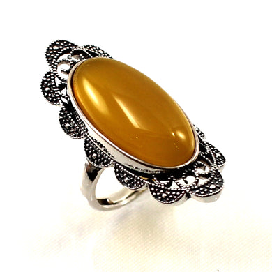 Adjustable Ring Size Solid sterling Silver Honey Agate