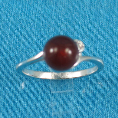 Sterling Silver Carnelian & CZ Accent Ring (8mm)