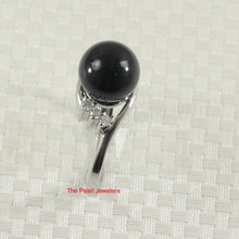 Load image into Gallery viewer, 9312261-Solid-Sterling-Silver-Cubic-Zirconia-Genuine-Black-Onyx-Ring