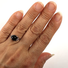 Load image into Gallery viewer, 9312261-Solid-Sterling-Silver-Cubic-Zirconia-Genuine-Black-Onyx-Ring