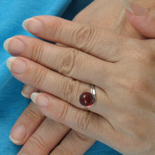 Load image into Gallery viewer, 9319894-Solid-Sterling-Silver-Rhodium-Plated-Carnelian-Solitaire-Ring