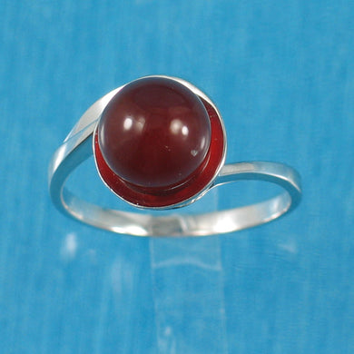 Sterling Silver Carnelian Solitaire Ring (8mm)