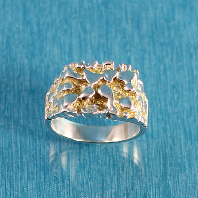 14k Yellow Gold & Sterling Silver Men’s Nugget Ring