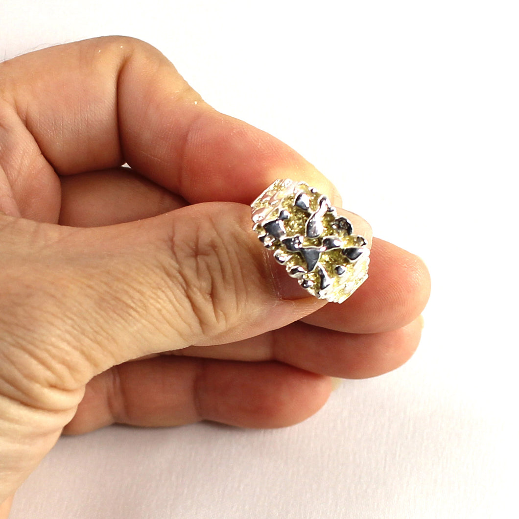 14k Yellow Gold & Sterling Silver Men’s Nugget Ring