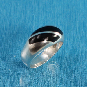 9320040-Sterling-Silver-Flush-Setting-Genuine-Black-Onyx-Band-Ring-Size-11