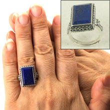 Load image into Gallery viewer, 9320050-Solid-Sterling-Silver-Genuine-Lapis-Lazuli-Antique-Style-Solitaire-Ring