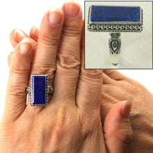 Load image into Gallery viewer, 9320051-Solid-Sterling-Silver-Natural-Blue-Lapis-Lazuli-Solitaire-Ring