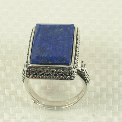 Sterling Silver Lapis Lazuli Solitaire Adjustable Size Ring