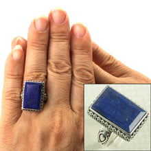 Load image into Gallery viewer, 9320052-Solid-Sterling-Silver-Natural-Blue-Lapis-Lazuli-Solitaire-Ring