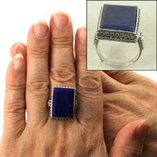 Load image into Gallery viewer, 9320053-Solid-Sterling-Silver-Natural-Blue-Lapis-Lazuli-Solitaire-Ring