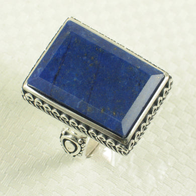 Sterling Silver Lapis Lazuli Solitaire Adjustable Size Ring