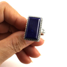 Load image into Gallery viewer, 9320055-Solid-Sterling-Silver-Natural-Blue-Lapis-Lazuli-Solitaire-Ring