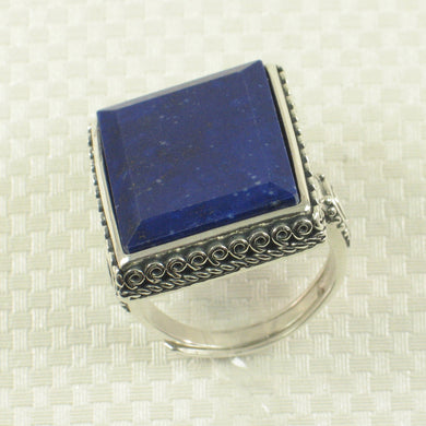 Solid Sterling Silver Natural Blue Lapis Lazuli  Ring Adjustable Size
