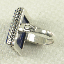Load image into Gallery viewer, 9320056-Solid-Sterling-Silver-Natural-Blue-Lapis-Lazuli-Solitaire-Ring