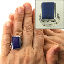 Load image into Gallery viewer, 9320060-Solid-Sterling-Silver-Natural-Blue-Lapis-Lazuli-Solitaire-Ring