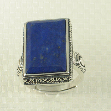 Natural Blue Lapis Lazuli Solitaire Ring Solid Sterling Silver