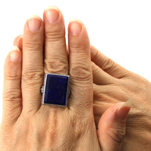 Load image into Gallery viewer, 9320063-Solid-Sterling-Silver-Natural-Blue-Lapis-Lazuli-Solitaire-Ring
