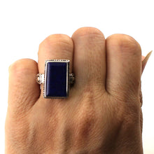 Load image into Gallery viewer, 9320066-Solid-Sterling-Silver-Natural-Blue-Lapis-Lazuli-Solitaire-Ring