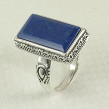 Load image into Gallery viewer, 9320067-Solid-Sterling-Silver-Natural-Blue-Lapis-Lazuli-Solitaire-Ring