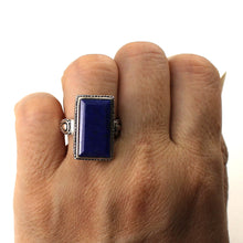 Load image into Gallery viewer, 9320067-Solid-Sterling-Silver-Natural-Blue-Lapis-Lazuli-Solitaire-Ring