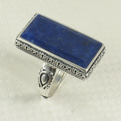 Sterling Silver Lapis Lazuli Solitaire Adjustable Size Ring