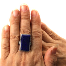 Load image into Gallery viewer, 9320072-Genuine-Blue-Lapis-Lazuli-Solitaire-Ring-Solid-Sterling-Silver