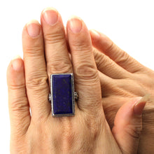 Load image into Gallery viewer, 9320073-Genuine-Blue-Lapis-Lazuli-Solitaire-Ring-Solid-Sterling-Silver