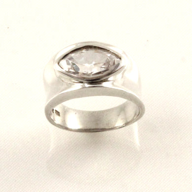 Sterling Silver Cubic Zirconia Solitaire Ring (Marquise Cut)