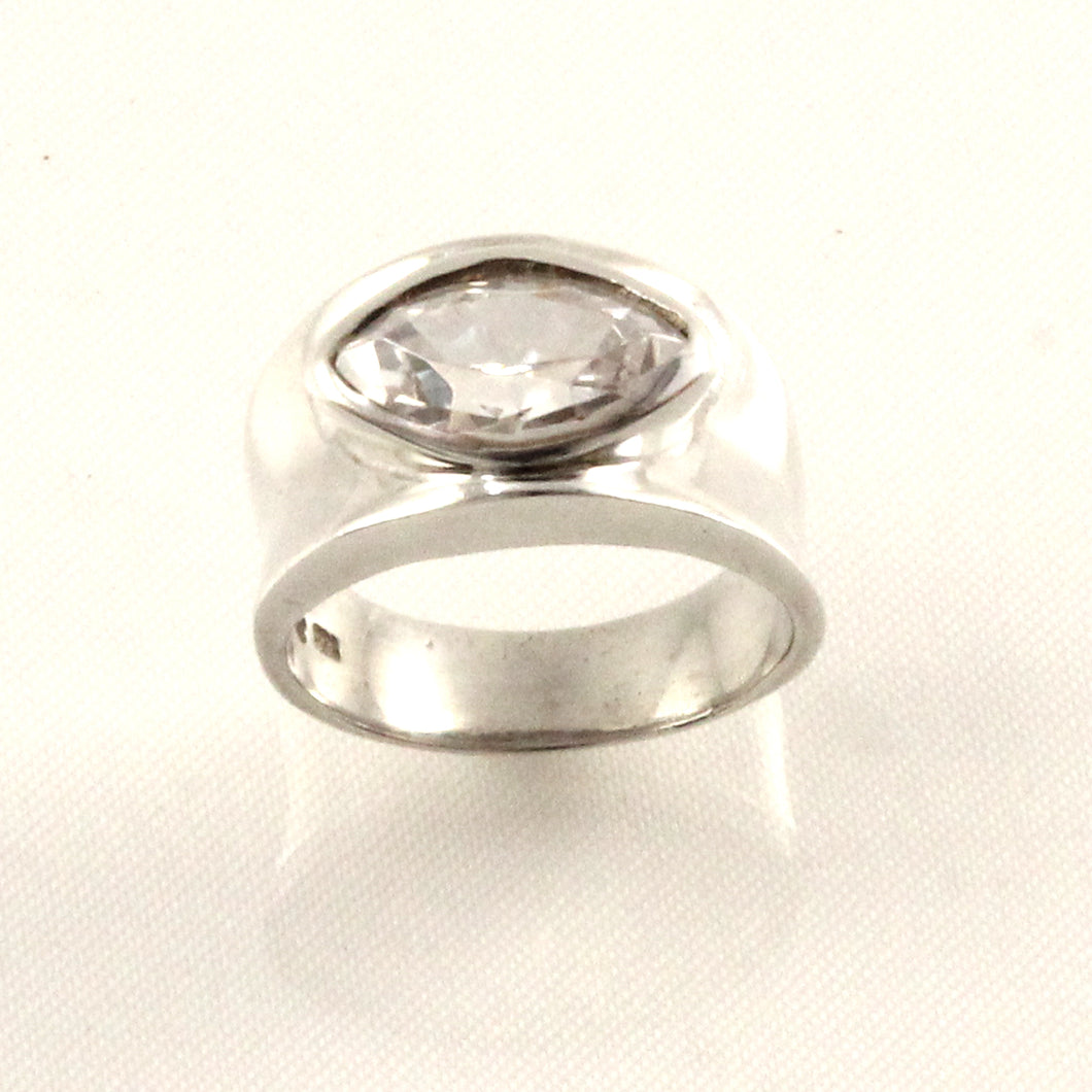Sterling Silver Cubic Zirconia Solitaire Ring (Marquise Cut)
