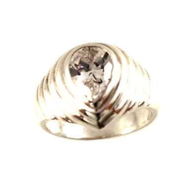 Sterling Silver Cubic Zirconia Solitaire Ring (Pear Cut)