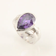 Load image into Gallery viewer, 9320150-Solid-Sterling-Silver-925-Classic-Pear-Amethyst-Solitaire-Ring