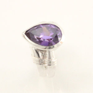 9320150-Solid-Sterling-Silver-925-Classic-Pear-Amethyst-Solitaire-Ring
