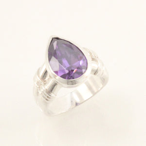 9320150-Solid-Sterling-Silver-925-Classic-Pear-Amethyst-Solitaire-Ring