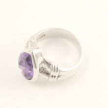 Load image into Gallery viewer, 9320150-Solid-Sterling-Silver-925-Classic-Pear-Amethyst-Solitaire-Ring