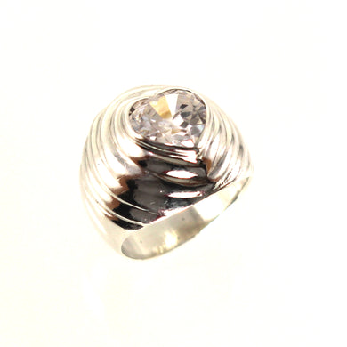 Sterling Silver Cubic Zirconia Solitaire Ring (Heart Cut)