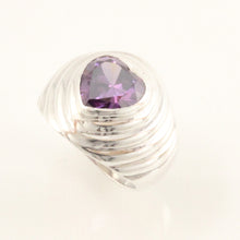 Load image into Gallery viewer, 9320161-Solid-Sterling-Silver-925-Classic-Heart-Amethyst-Solitaire-Ring
