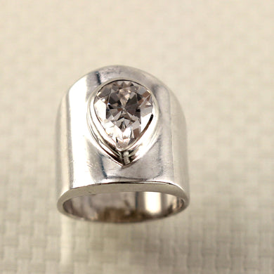 Sterling Silver Cubic Zirconia Solitaire Ring (Pear Cut)