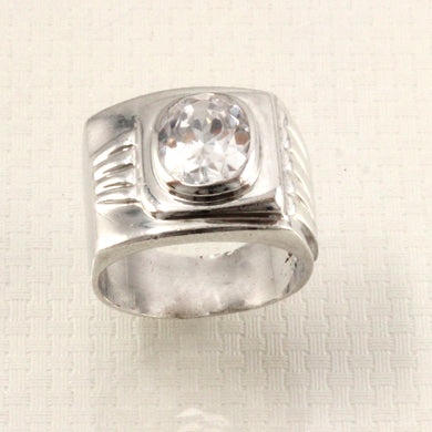 Sterling Silver Cubic Zirconia Solitaire Ring (Oval Cut)