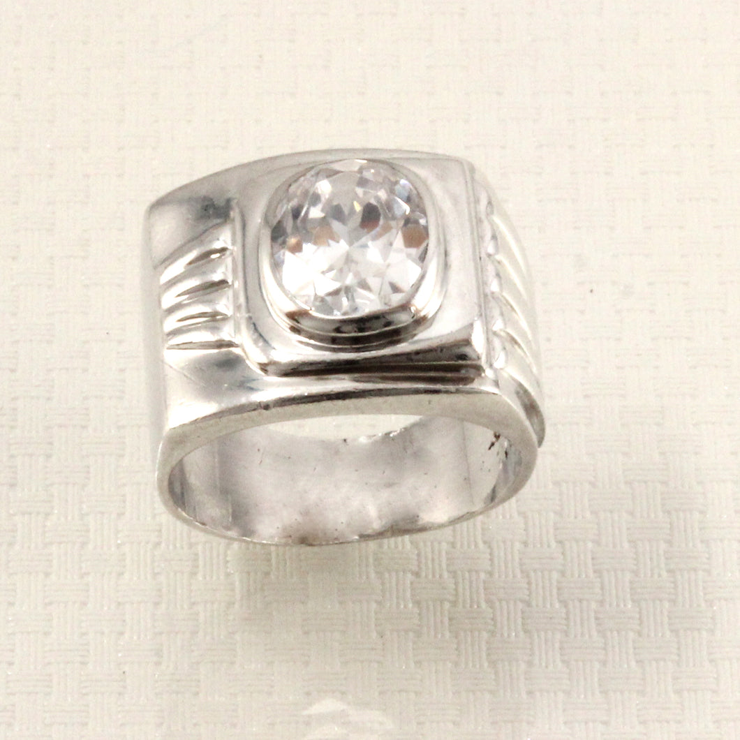 Sterling Silver Cubic Zirconia Solitaire Ring (Oval Cut)