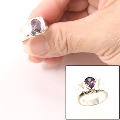 9320211-Solid-Sterling-Silver-925-Handmade-Pear-Amethyst-Solitaire-Ring