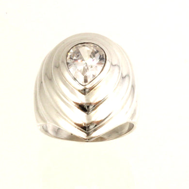 Sterling Silver Cubic Zirconia Solitaire Ring (Pear Cut)