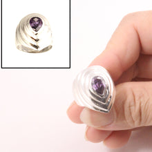 Load image into Gallery viewer, 9320221-Solid-Sterling-Silver-925-Handmade-Pear-Amethyst-Solitaire-Ring