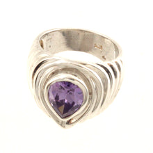 Load image into Gallery viewer, 9320231-Solid-Sterling-Silver-925-Handmade-Pear-Amethyst-Solitaire-Ring