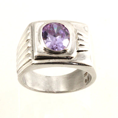 Sterling Silver Amethyst CZ Solitaire Ring (Cushion Cut)