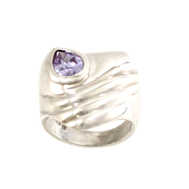 Sterling Silver Amethyst Solitaire Ring (Pear Cut)