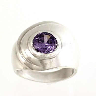 Sterling Silver Amethyst Solitaire Ring (Round Brilliant Cut)