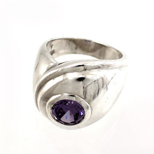 Load image into Gallery viewer, 9320271-Solid-Sterling-Silver-925-Round-Brilliant-Cut-Amethyst-Solitaire-Ring