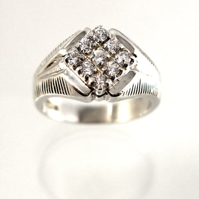 Sterling Silver Cubic Zirconia Cocktail Ring (9 Stones)
