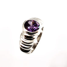 Load image into Gallery viewer, 9320311-Solid-Sterling-Silver-925-Round-Brilliant-Cut-Amethyst-Solitaire-Ring